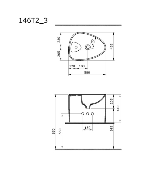 Накладная раковина Ambassador Kingston 146T20003 (580х435х440) белая